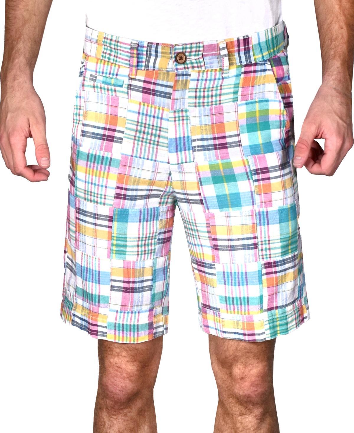 Mens Acid Wash Patch Madras Shorts Product Image