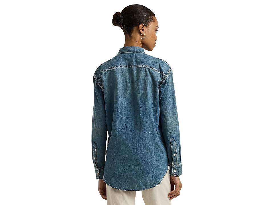 Lauren Ralph Lauren Petite Relaxed Fit Denim Shirt (Autumn Wash) Women's Clothing Product Image