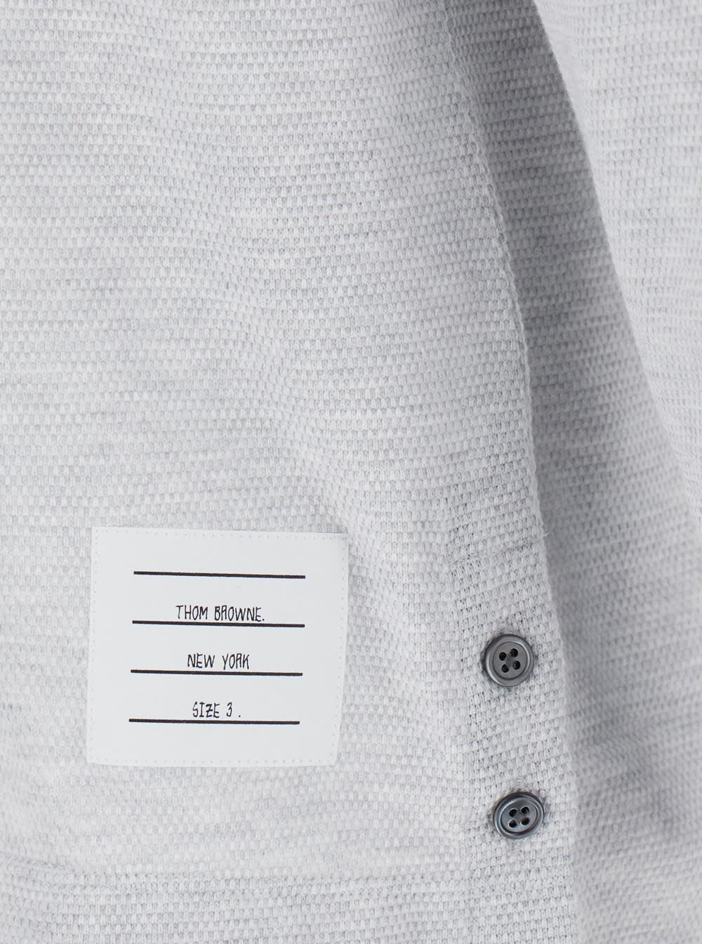 THOM BROWNE Polo Shirt With 4-bar Logo In Grey Product Image