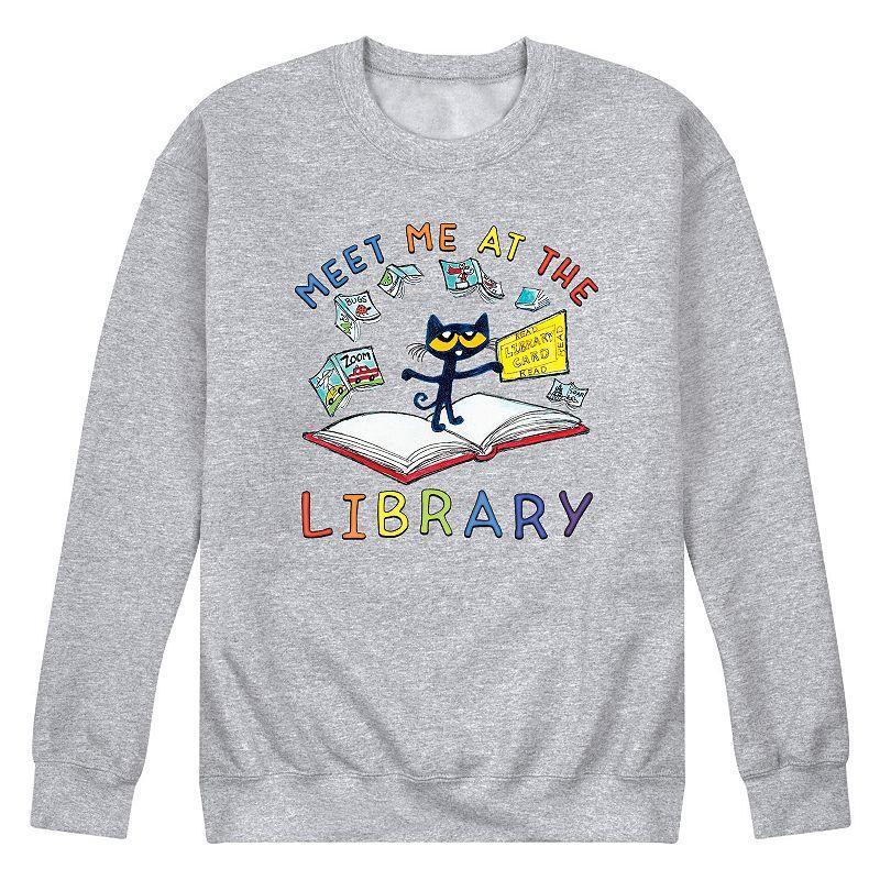 Mens Pete The Cat Library Graphic Fleece Sweatshirt Product Image