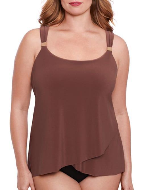 Plus Size Solid Razzle Dazzle Underwire Tankini Top Product Image