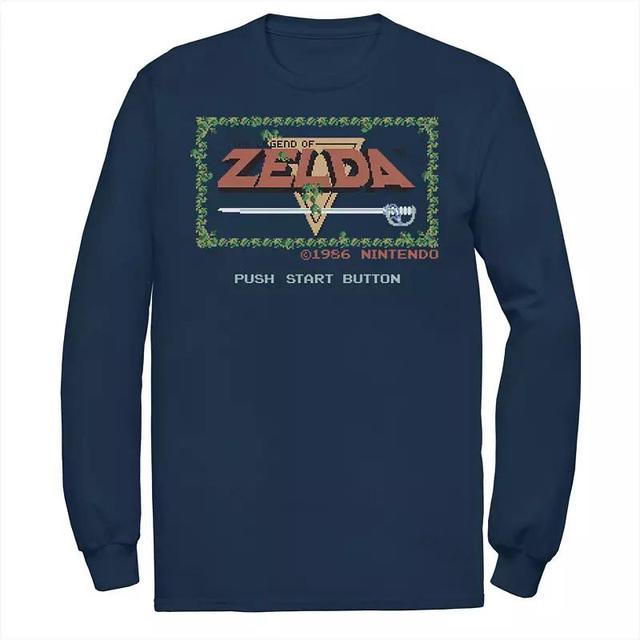 Mens Nintendo Legend of Zelda Classic NES Intro Long Sleeve Tee Blue Product Image