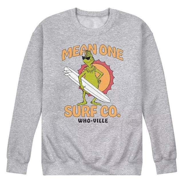 Mens Dr. Seuss The Grinch Mean One Surf Fleece Sweatshirt Grey Gray Product Image