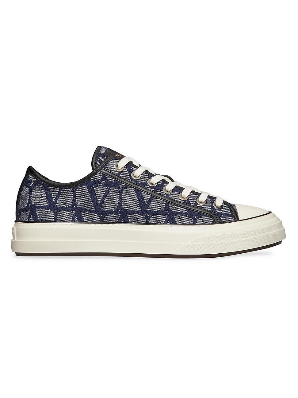 Mens Denim Effect Jacquard Toile Iconographe Totaloop Low Top Sneakers Product Image