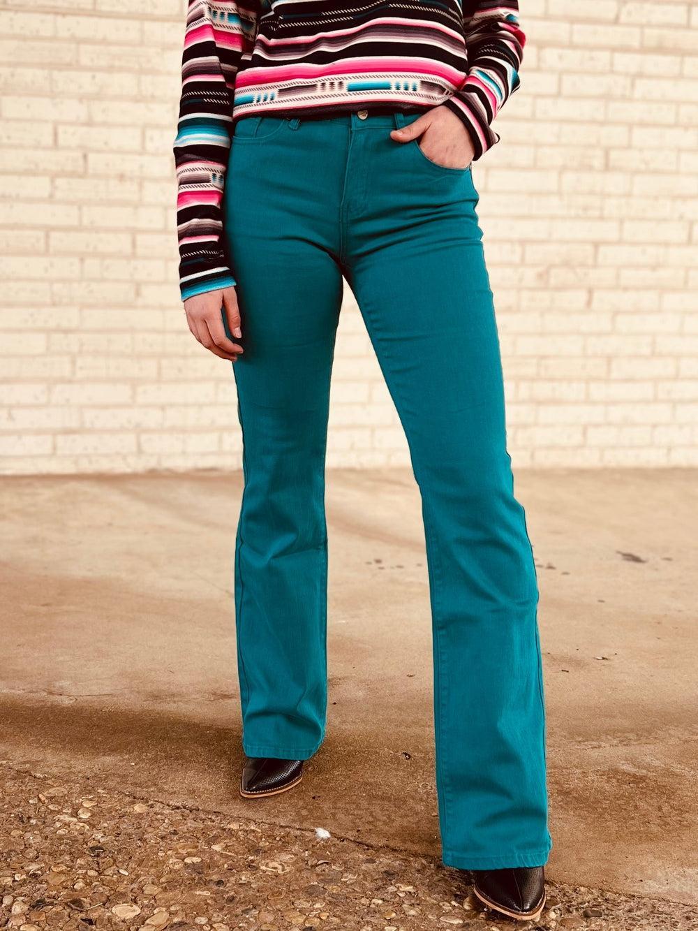 Walking West Denim Teal Long Product Image