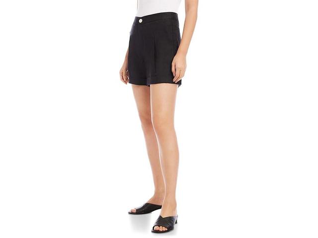 Karen Kane Pleated High Waist Linen Shorts Product Image