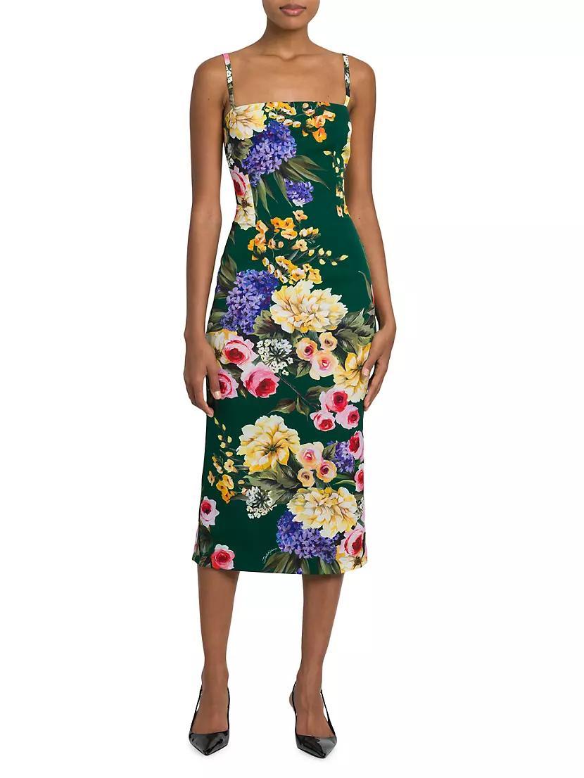 Floral Charmeuse Sheath Midi-Dress Product Image