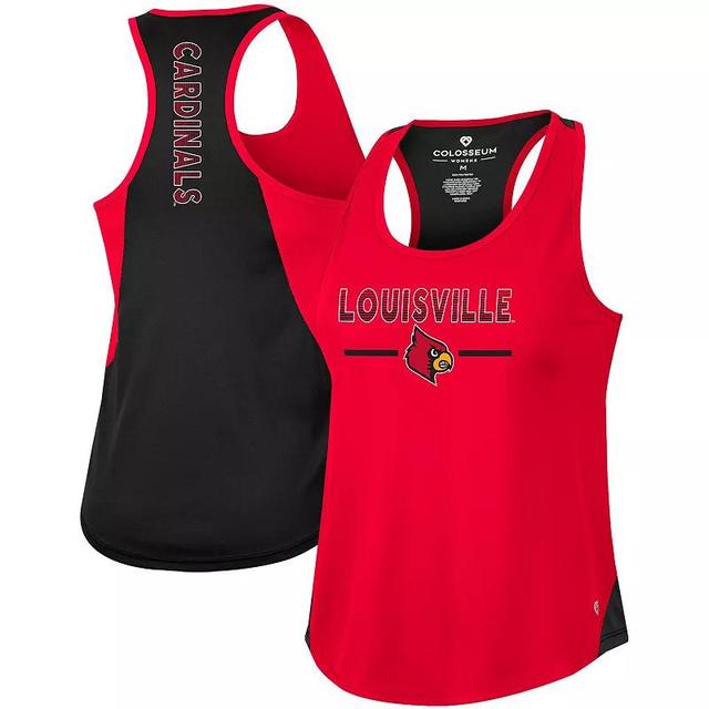 Womens Colosseum Louisville Cardinals Sachs 2-Hit Scoop Neck Racerback Tank Top Product Image