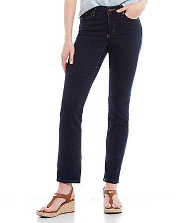 Levis Classic Straight Leg Mid Rise Stretch Denim Jeans Product Image