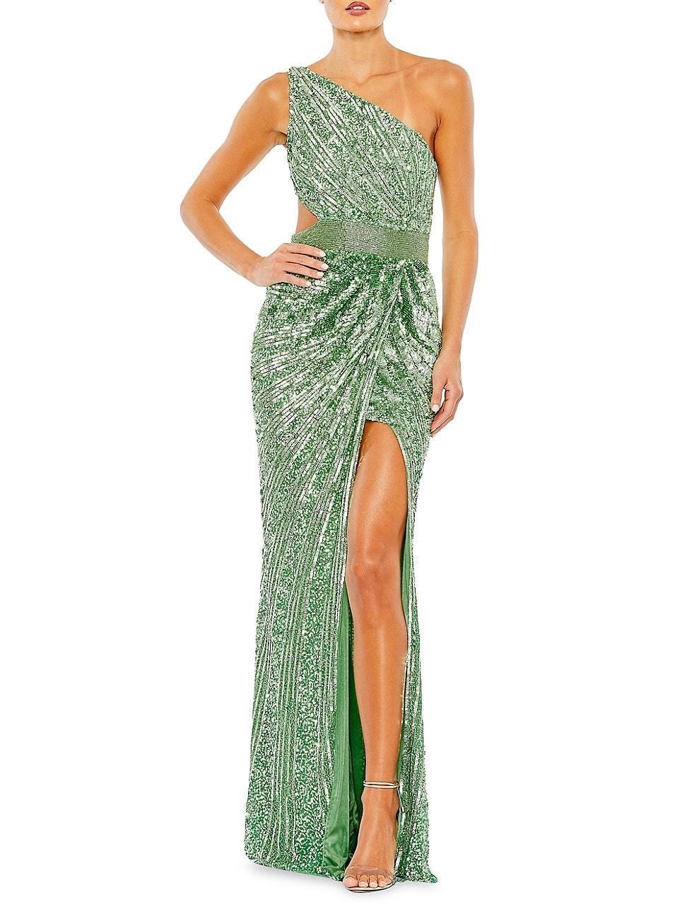 Mac Duggal Sequin Beaded Lace-Up Gown Product Image