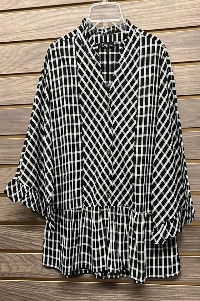 Striped Ruffle Blouse Product Image