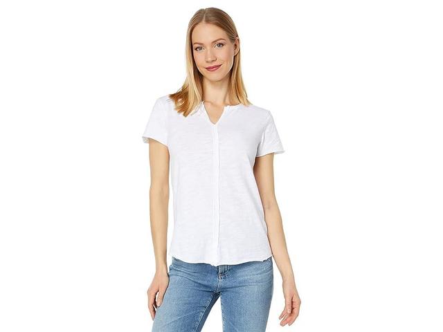 Mod-o-doc Lightweight Slub Jersey Short Sleeve Split-Neck Slim Tee Women's Clothing Product Image