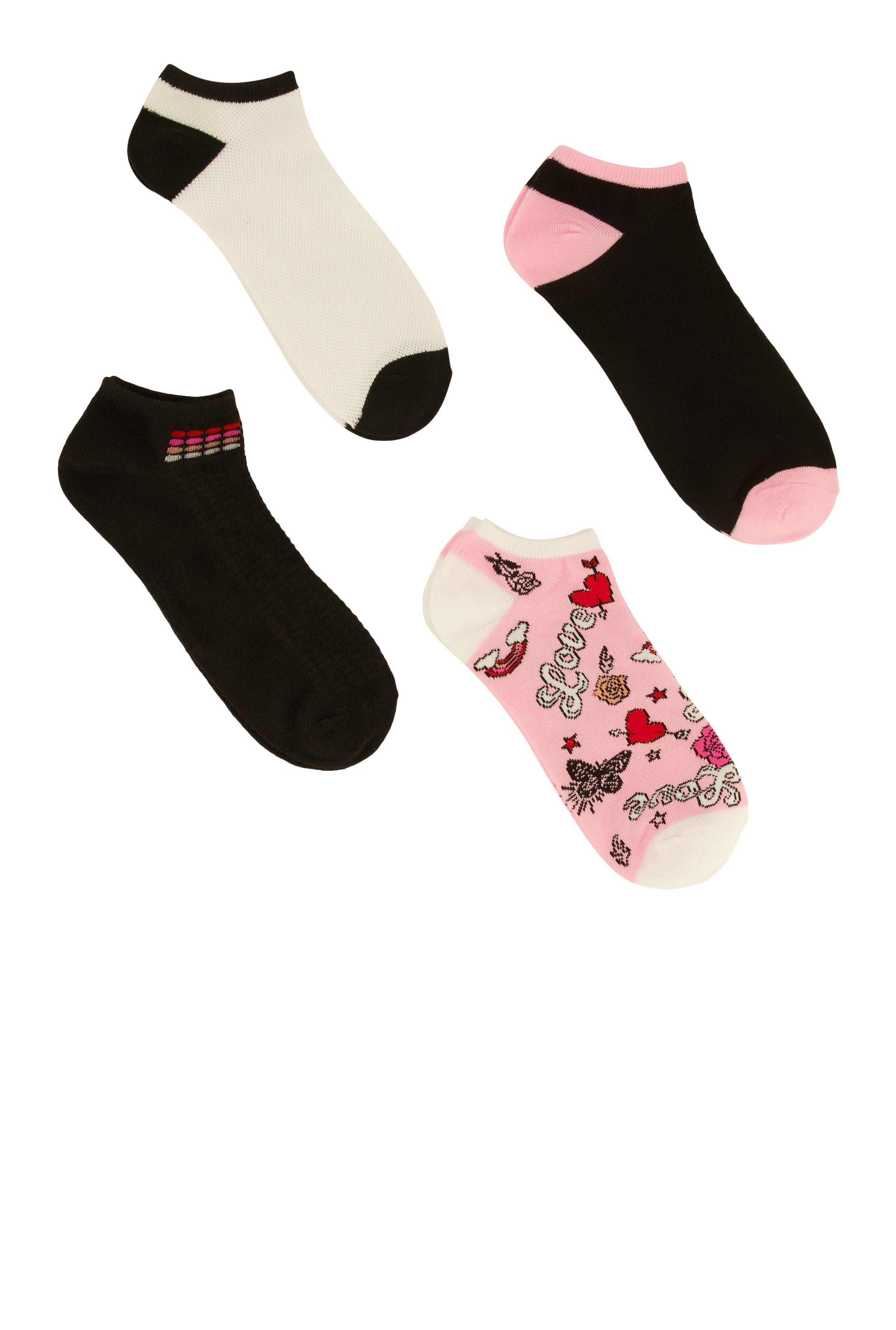 Love Patterned Socks 4 Pack Size 10-13 Female Product Image