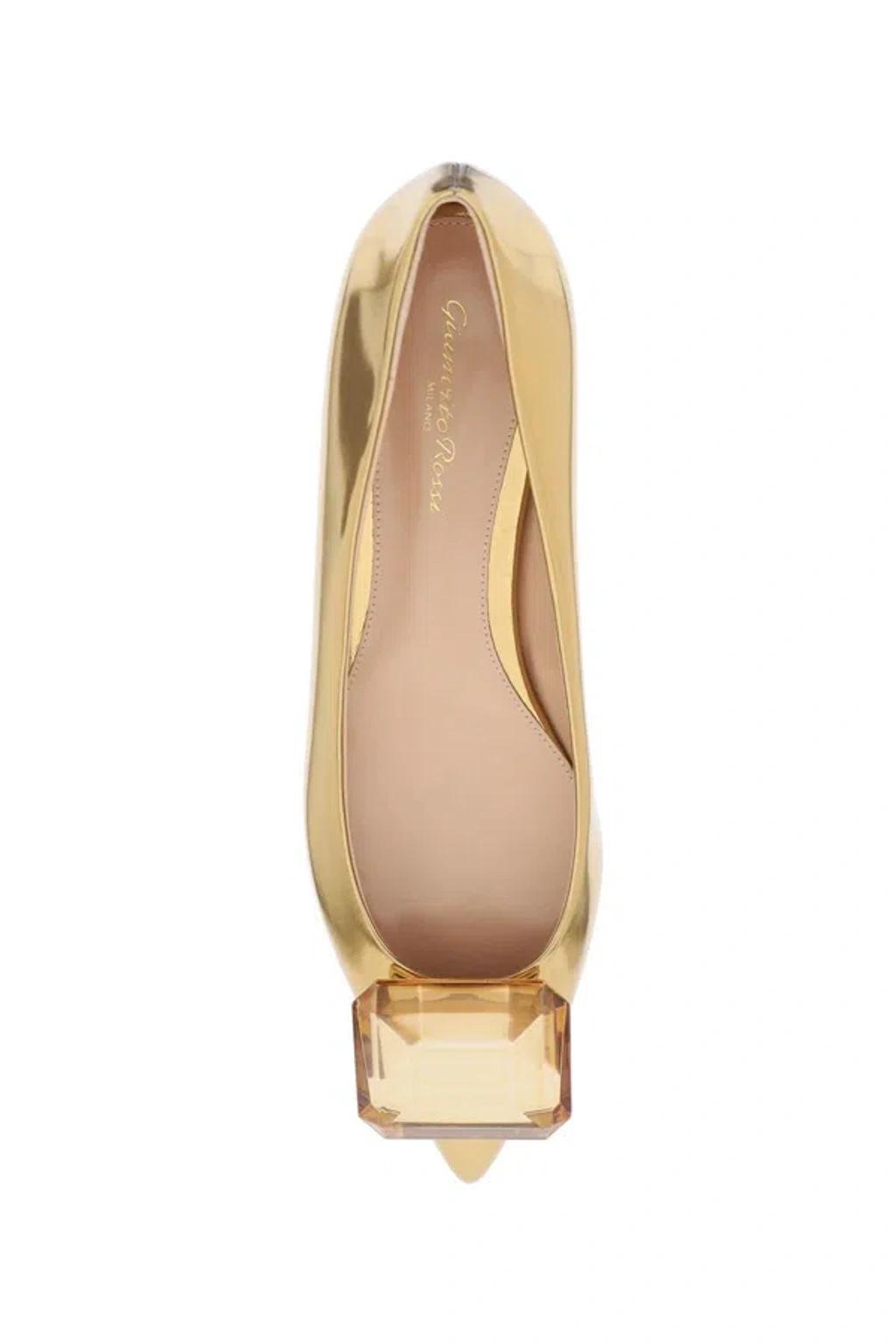 GIANVITO ROSSI Jaipur Ballet Flats In Gold,metallic Product Image