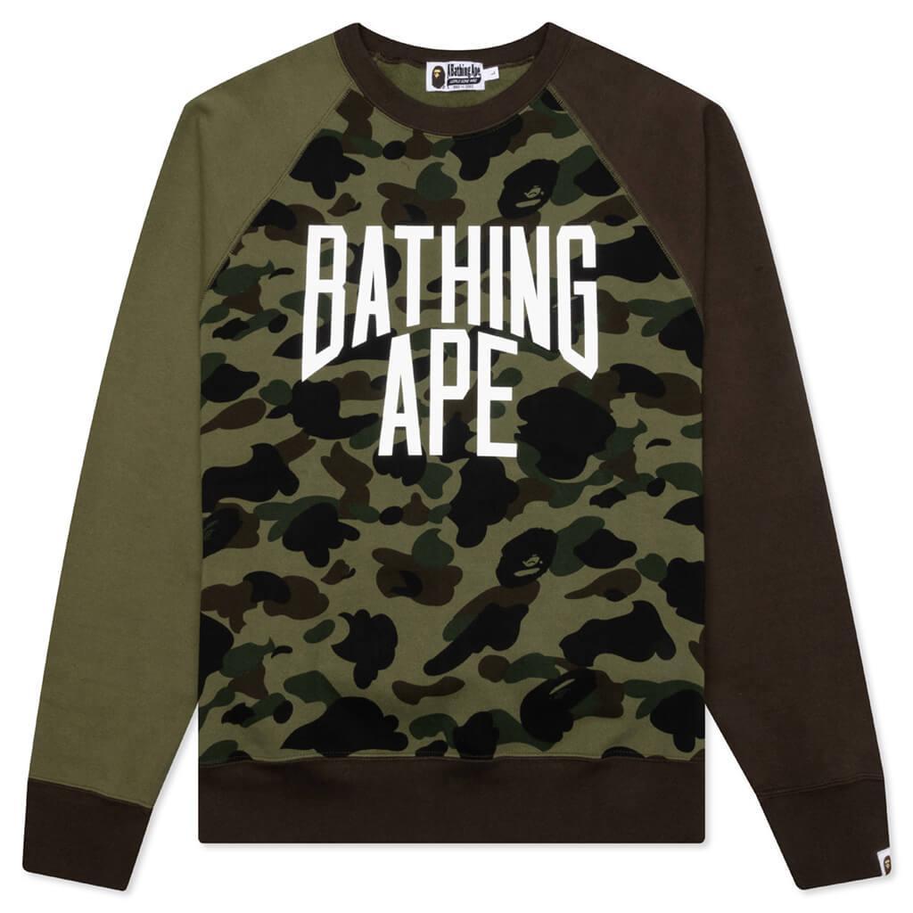 1st Camo Crazy NYC Logo Relaxed Fit Crewneck - Green Male Product Image