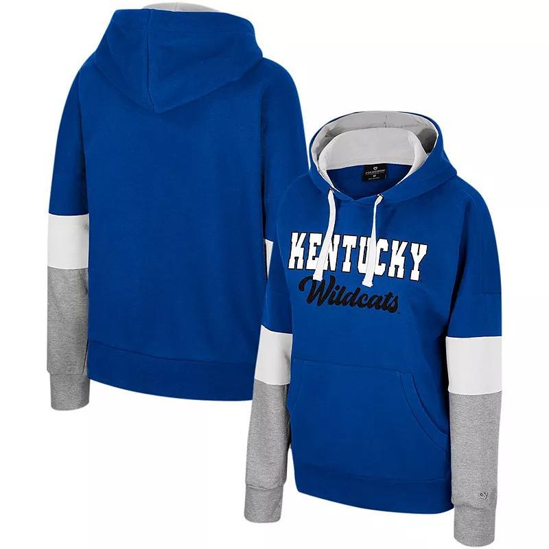 Womens Colosseum Royal Kentucky Wildcats Oversized Colorblock Pullover Hoodie product image