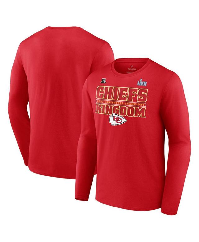 Mens Fanatics Red Kansas City Chiefs 2022 Afc Champions Team Slogan Long Sleeve T-shirt Product Image