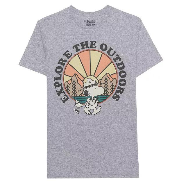 Mens Peanuts Snoopy Explore the Outdoors Graphic Tee Grey Grey Product Image