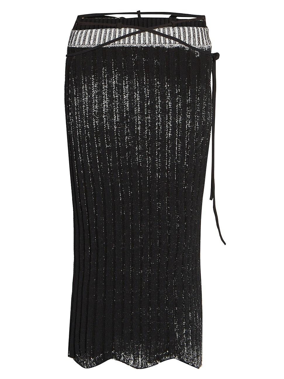 Womens Metallic Rib-Knit Maxi Skirt Product Image