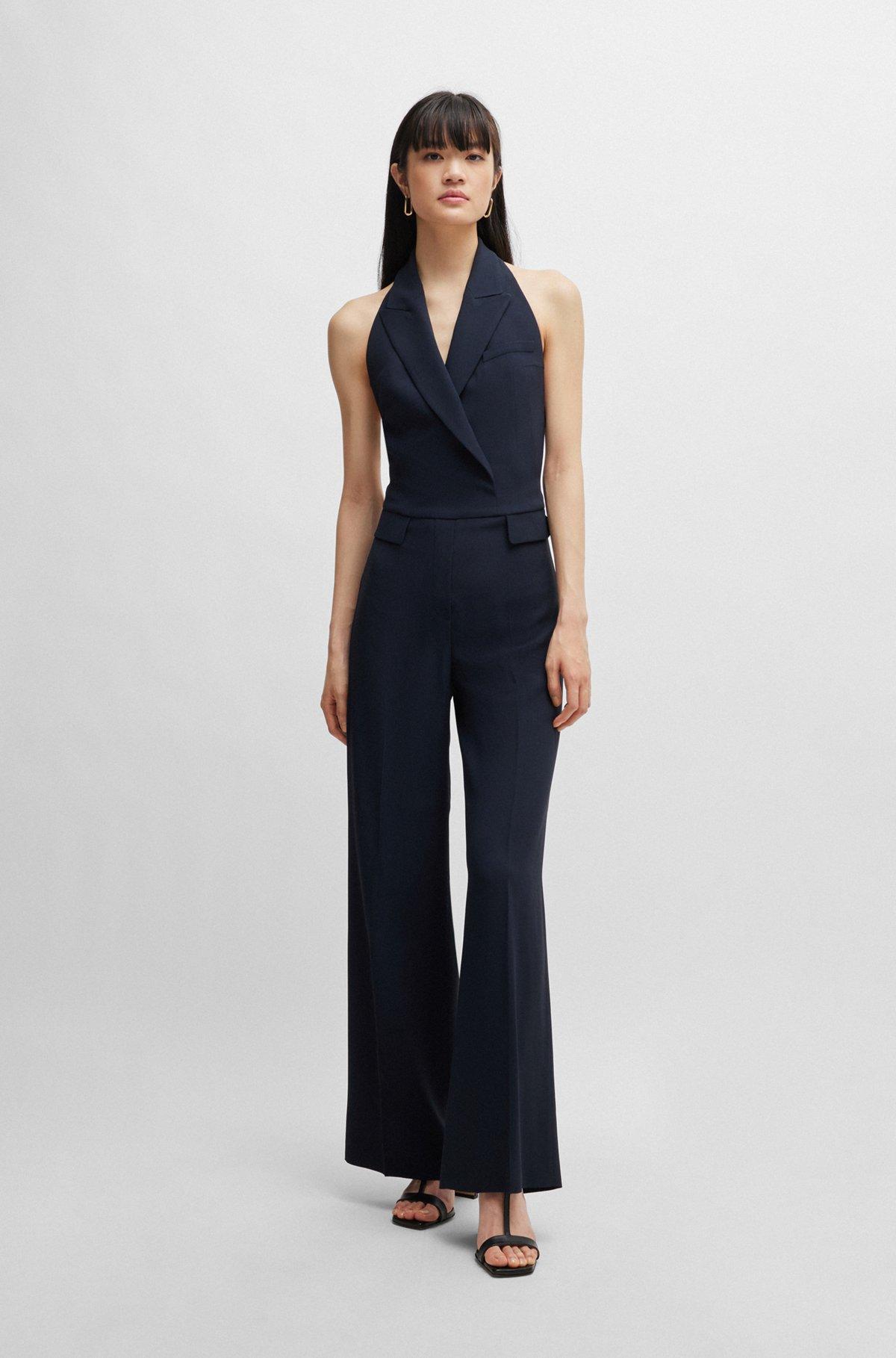 Halterneck jumpsuit with peak lapels Product Image