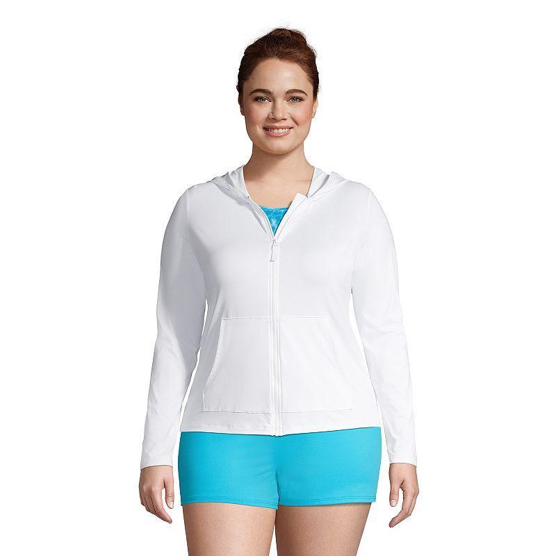 Lands End Womens Hooded Full Zip Long Sleeve Rash Guard Upf 50 Cover-up Product Image