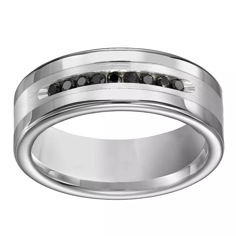 AXL 1/4 Carat T.W. Black Diamond Titanium 8 mm Comfort Fit Mens Band Silver Tone Product Image