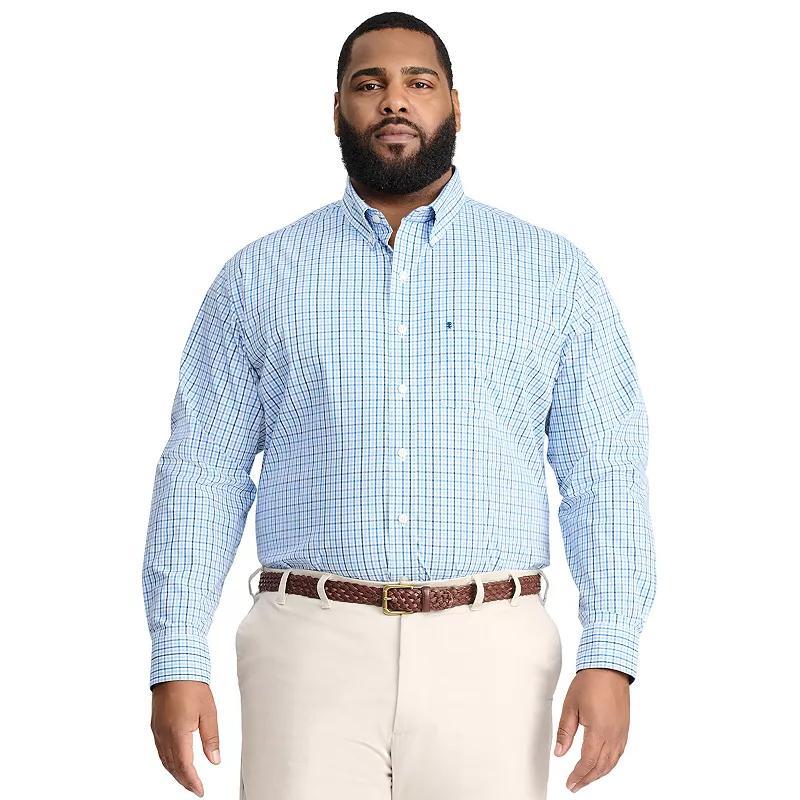 Big & Tall IZOD Performance Long Sleeve Plaid Button Down Shirt, Mens Product Image