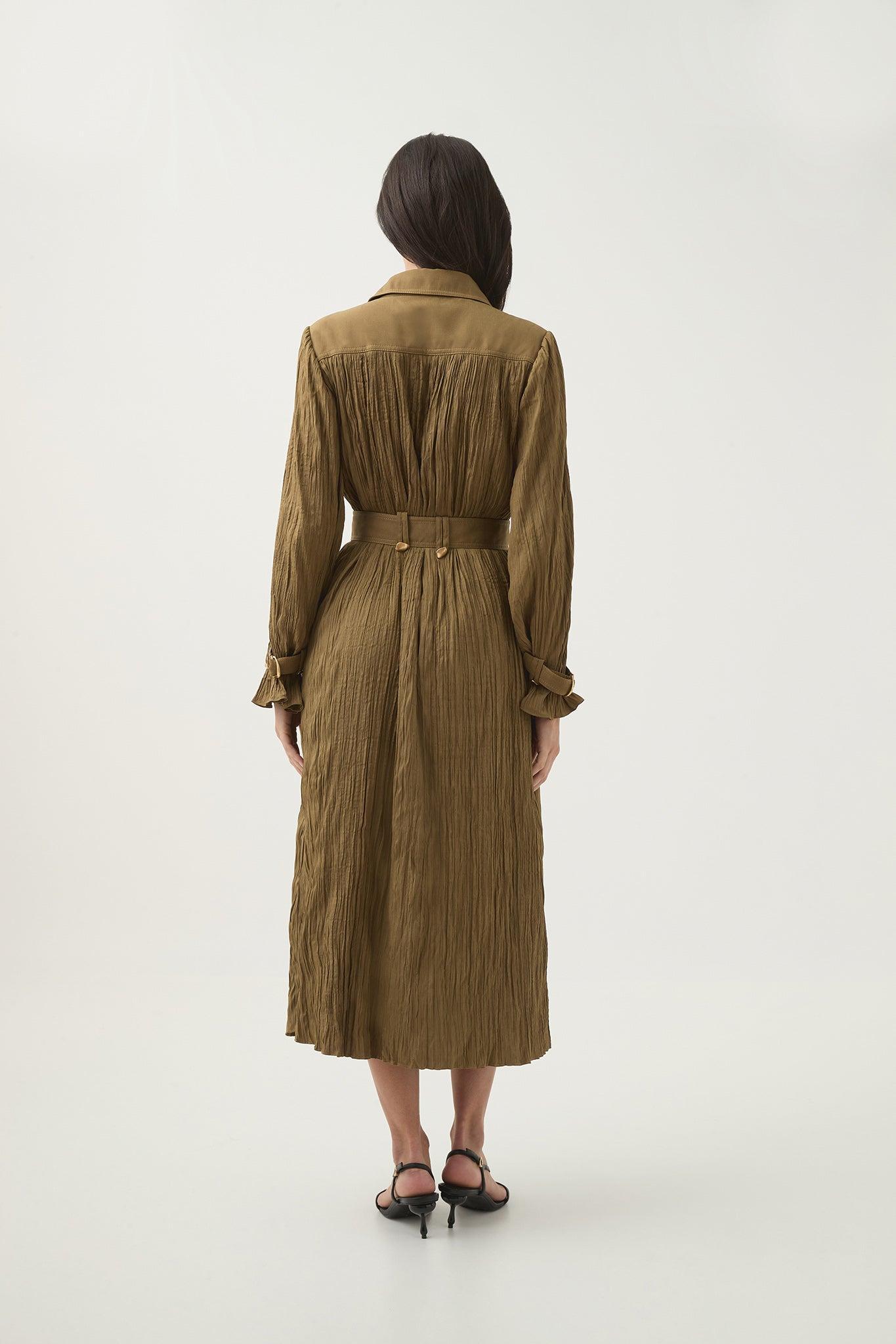 Bays Crushed Pleat Midi Dress Product Image