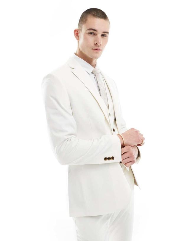 ASOS DESIGN skinny suit jacket in light stone Product Image