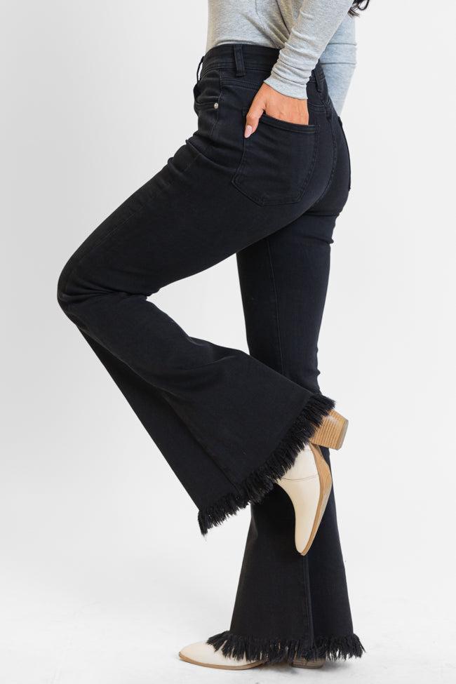 Maren Black Wash Stretchy Flare Jeans Product Image