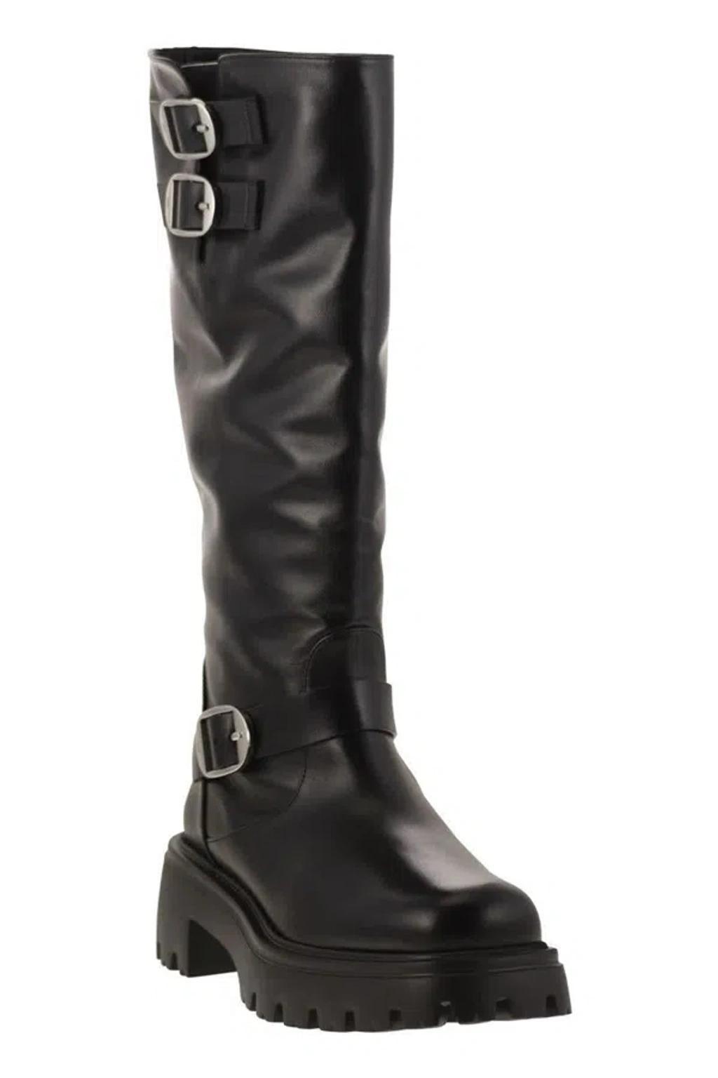 STUART WEITZMAN Emerson Moto Boots In Black Product Image