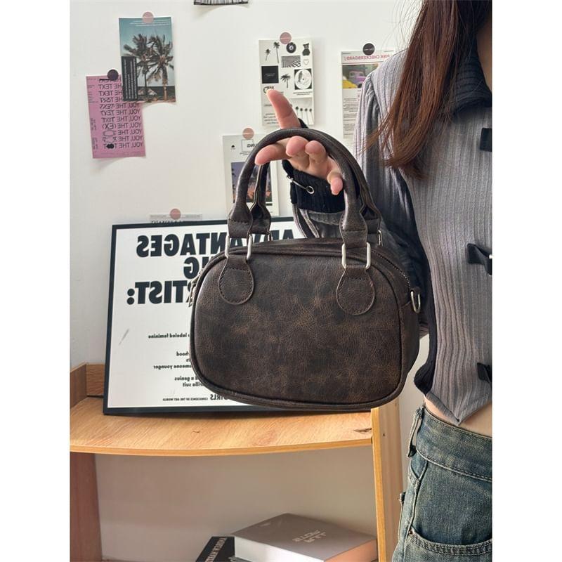 Faux Leather Bowler Bag Product Image