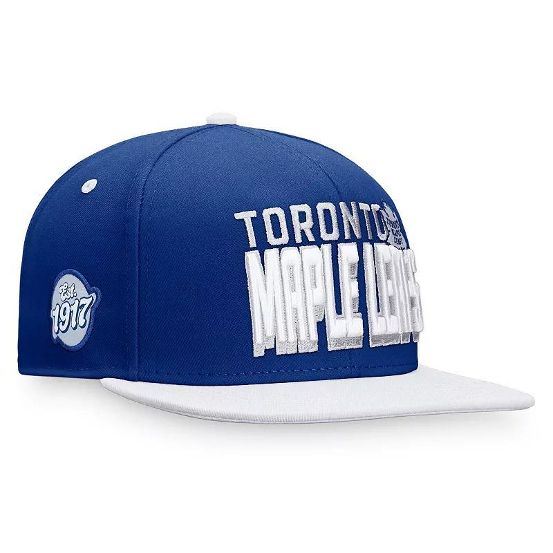 Mens Fanatics Branded Blue/White Toronto Maple Leafs Heritage Retro Two-Tone Snapback Hat Product Image