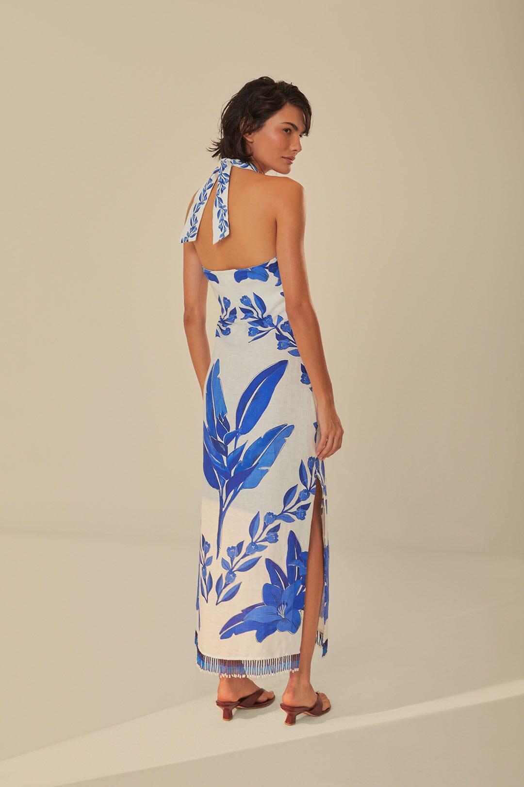 Off-White Blue Yard Sleeveless Maxi Dress Product Image