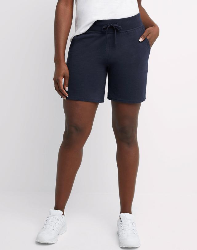 Womens Hanes Jersey Drawstring Shorts Blue Product Image