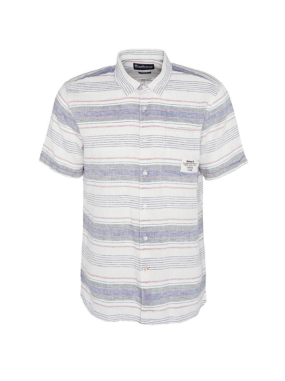 Barbour Crimwell Stripe Short Sleeve Linen & Cotton Button-Up Shirt Product Image