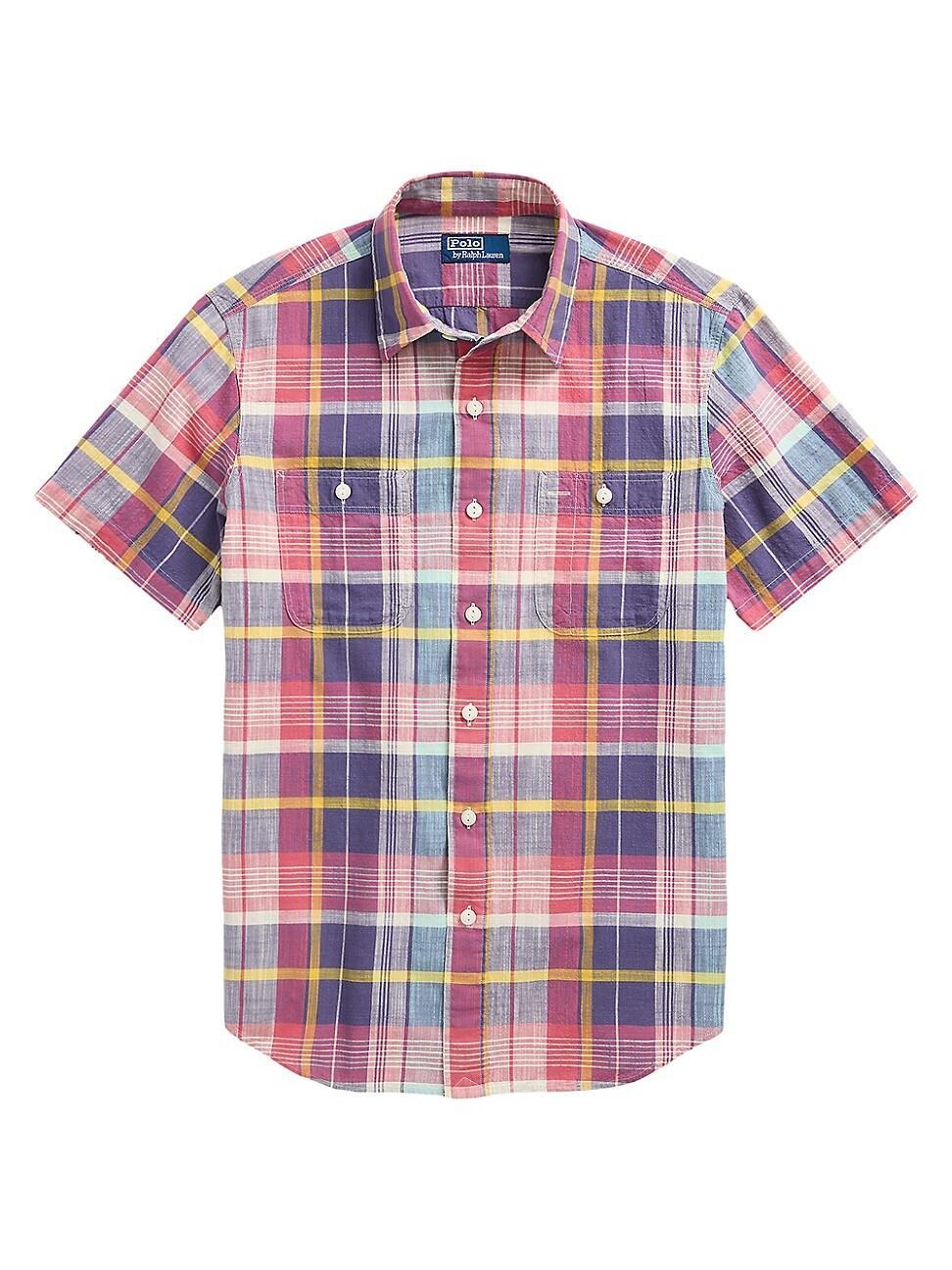 Mens Madras Plaid Short-Sleeve Sport Shirt Product Image