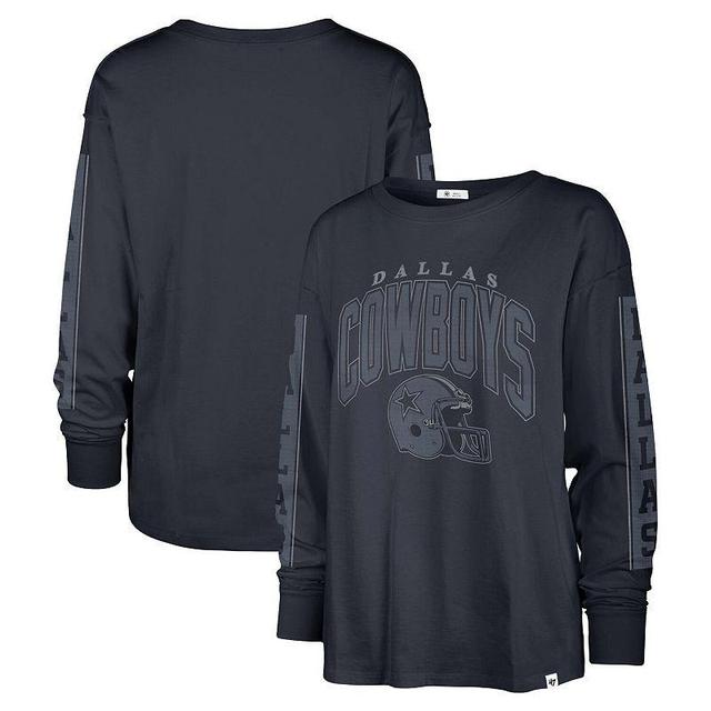 Womens 47 Brand Navy Distressed Dallas Cowboys Tom Cat Lightweight Long Sleeve T-shirt Product Image