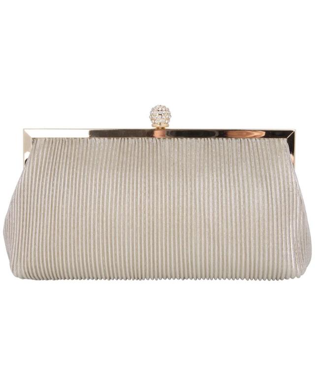 Womens Pleated Metallic Frame Clutch - Steel Product Image