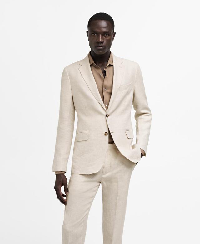 MANGO MAN - 100% linen slim-fit suit blazer beigeMen Product Image