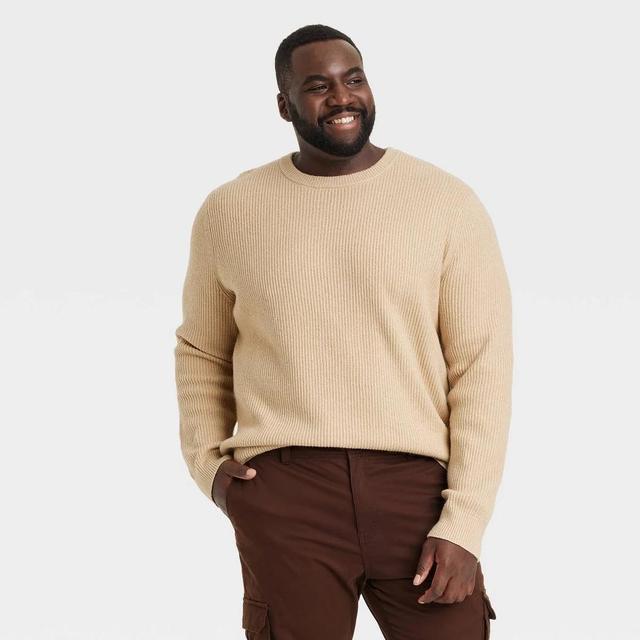 Mens Big & Tall Crewneck Pullover Sweater - Goodfellow & Co Tan 4XLT Product Image