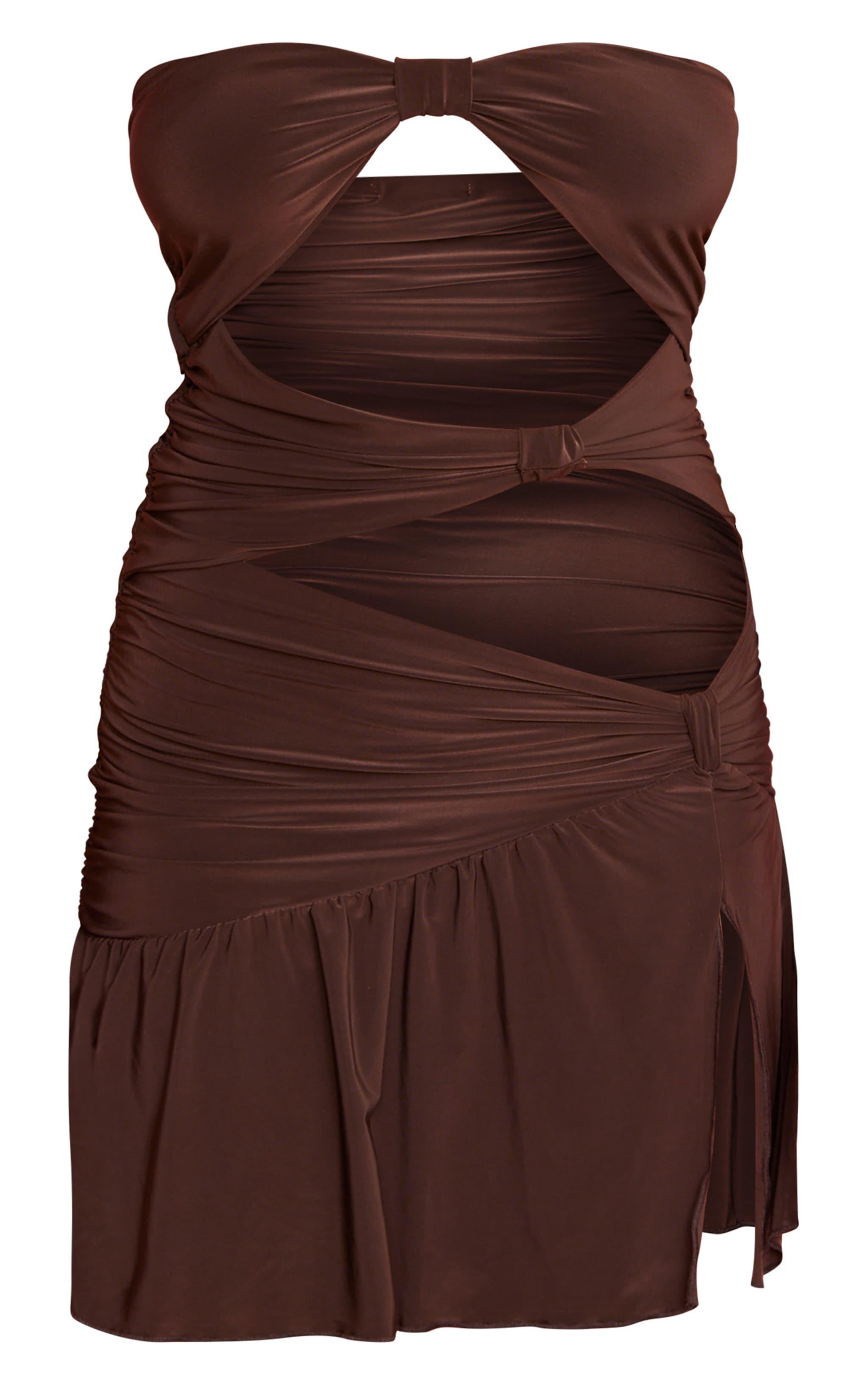 Chocolate Knot Frill Hem Mini Dress Product Image