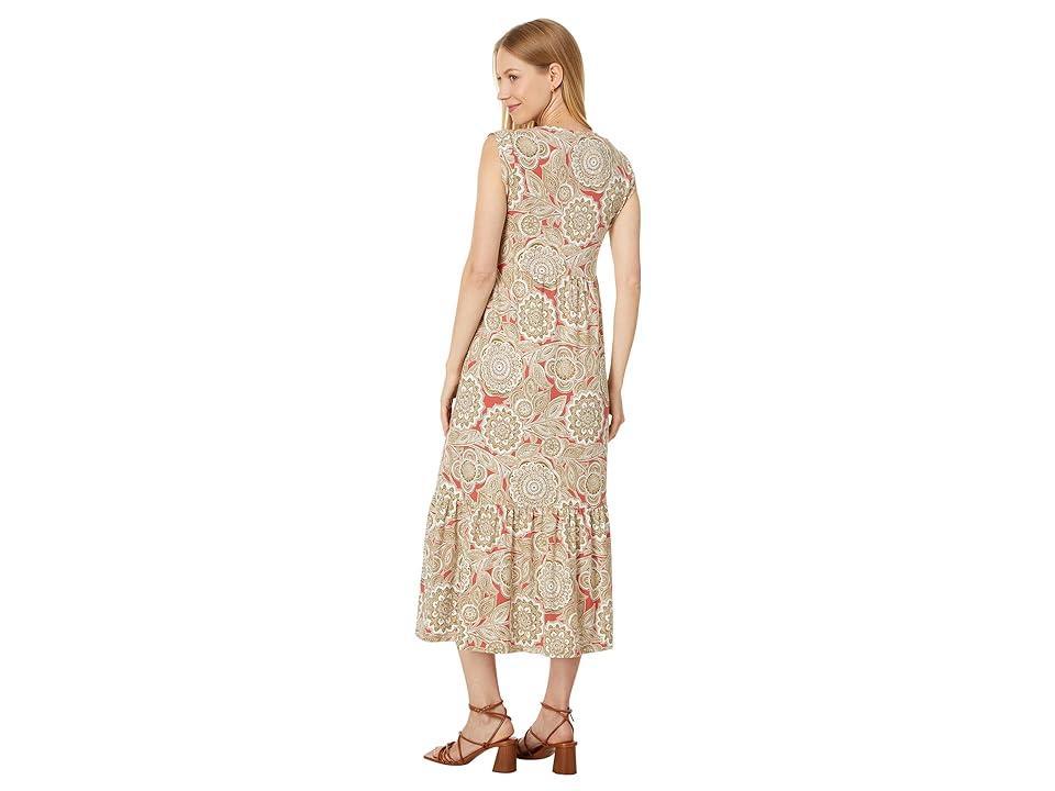 Tommy Hilfiger Floral Tiered Midi Dress (Mineral /Khaki) Women's Dress Product Image