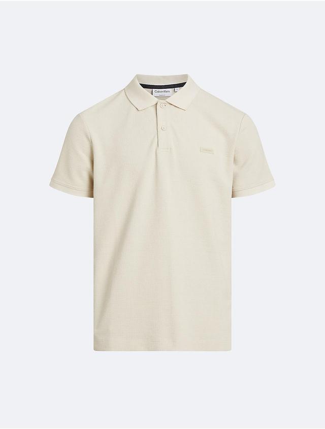 Calvin Klein Mens Waffle Classic Polo Shirt - White - XL Product Image