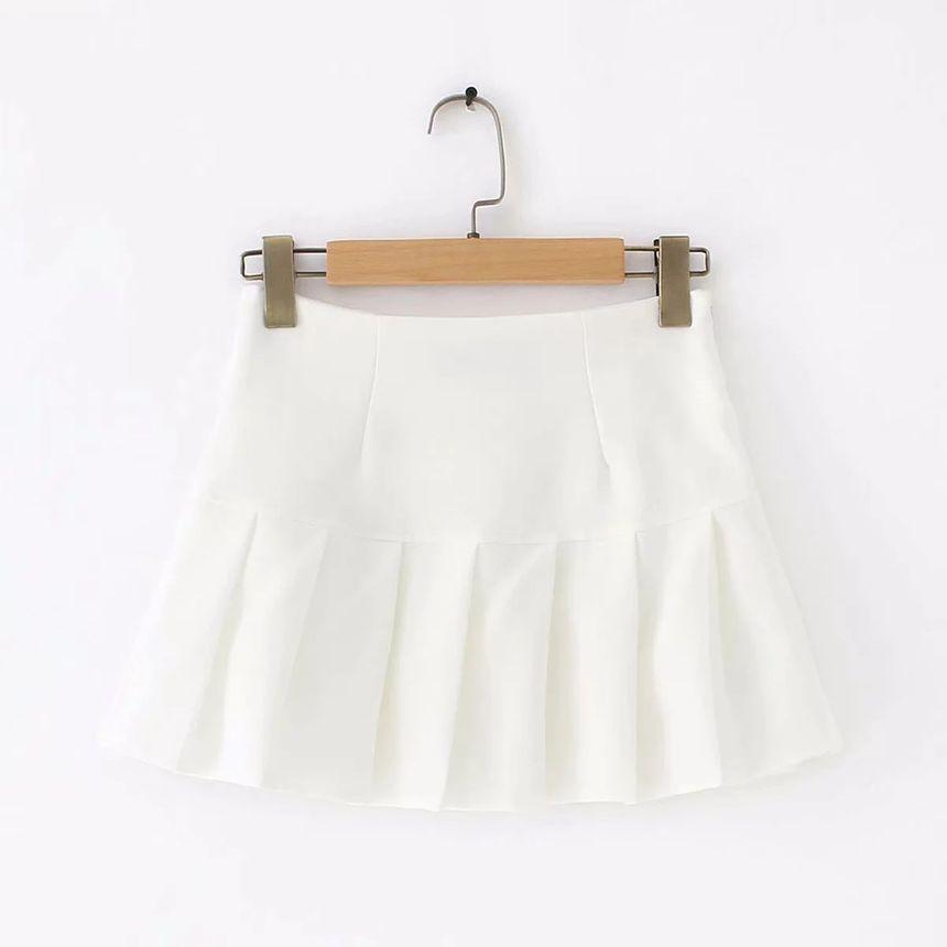 Pleated A-Line Mini Skirt Product Image