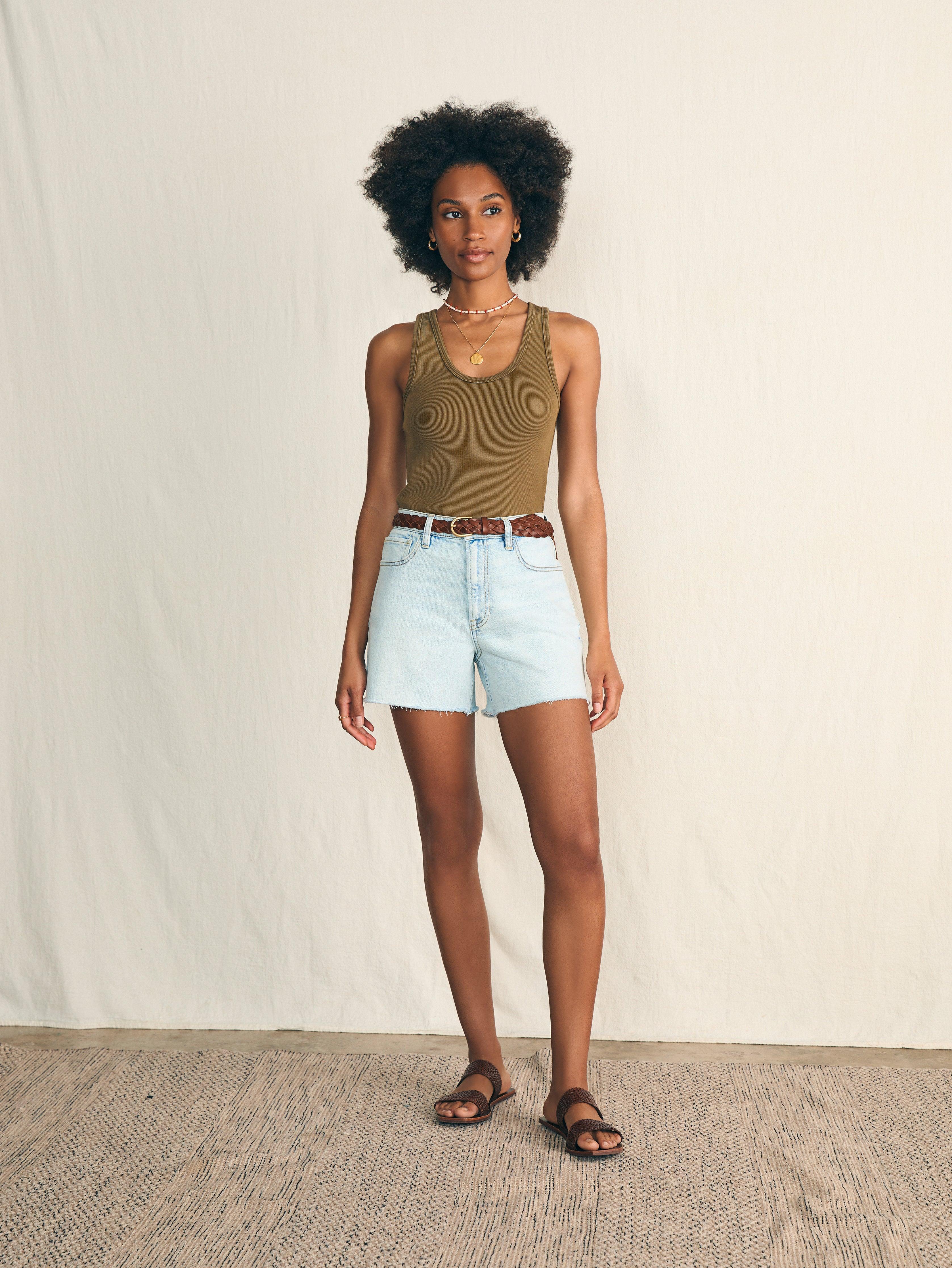 Sunwashed Rib Tank - Military Olive Female product image