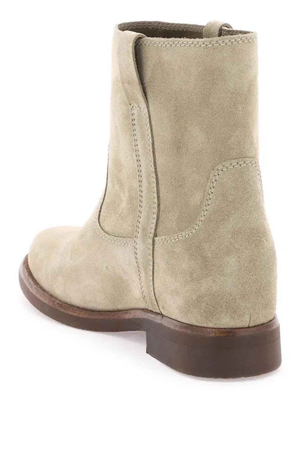 Susee Suede Ankle Boots In Beige Product Image