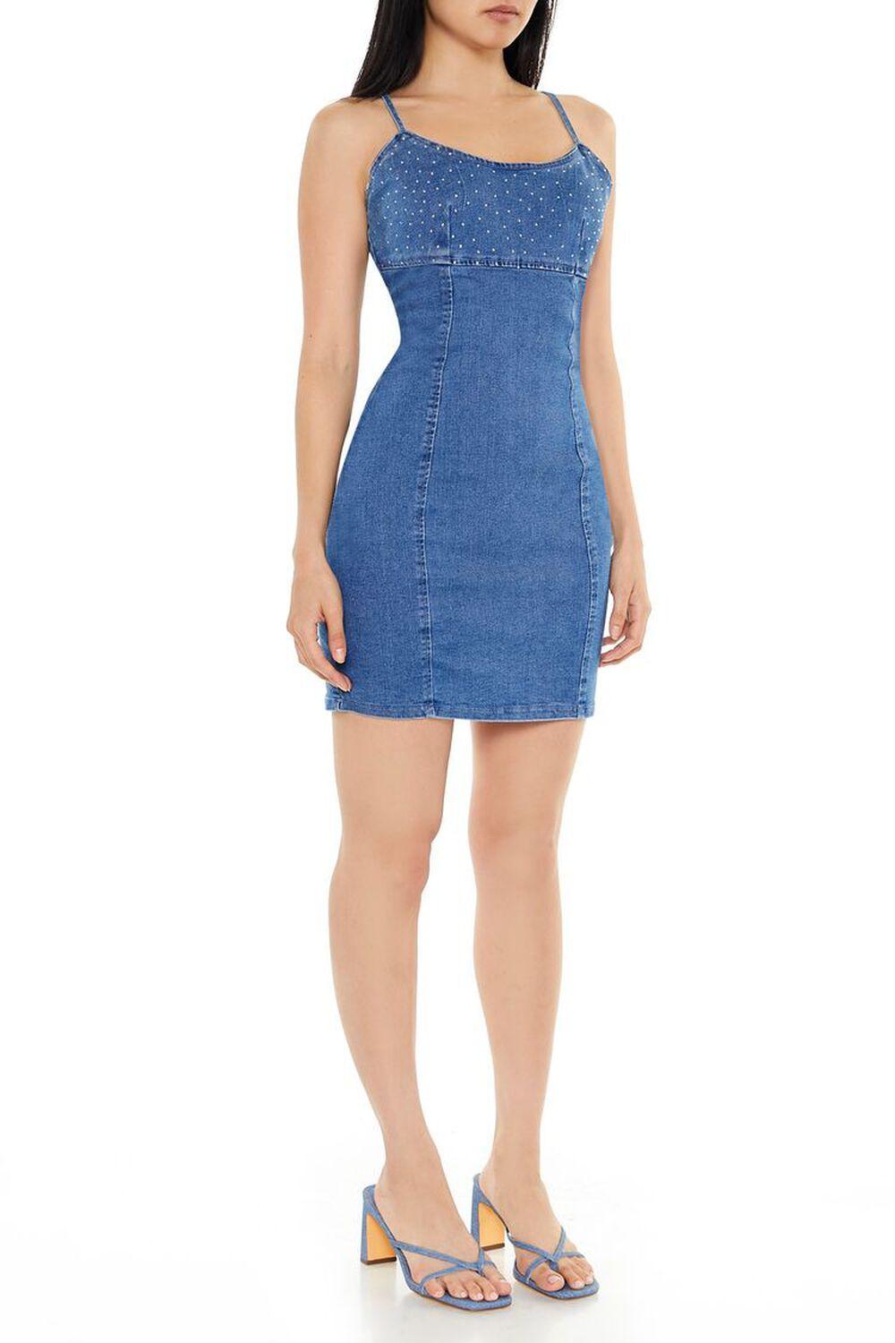 Rhinestone Denim Cami Mini Dress | Forever 21 Product Image