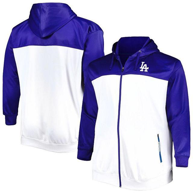 Mens Royal/White Los Angeles Dodgers Big & Tall Yoke Full-Zip Hoodie Product Image