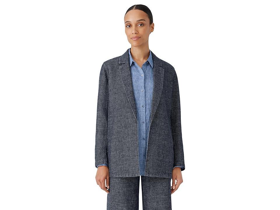 Eileen Fisher Long Blazer (Denim) Women's Clothing Product Image